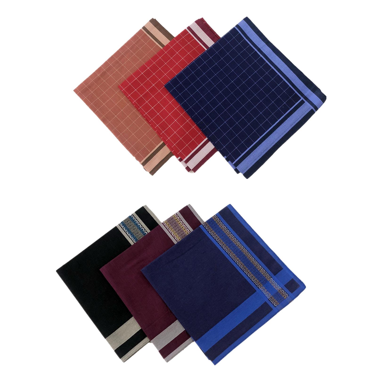 Handkerchief Cotton Men - 6 Pieces Dark Plaid Handkerchief Soft