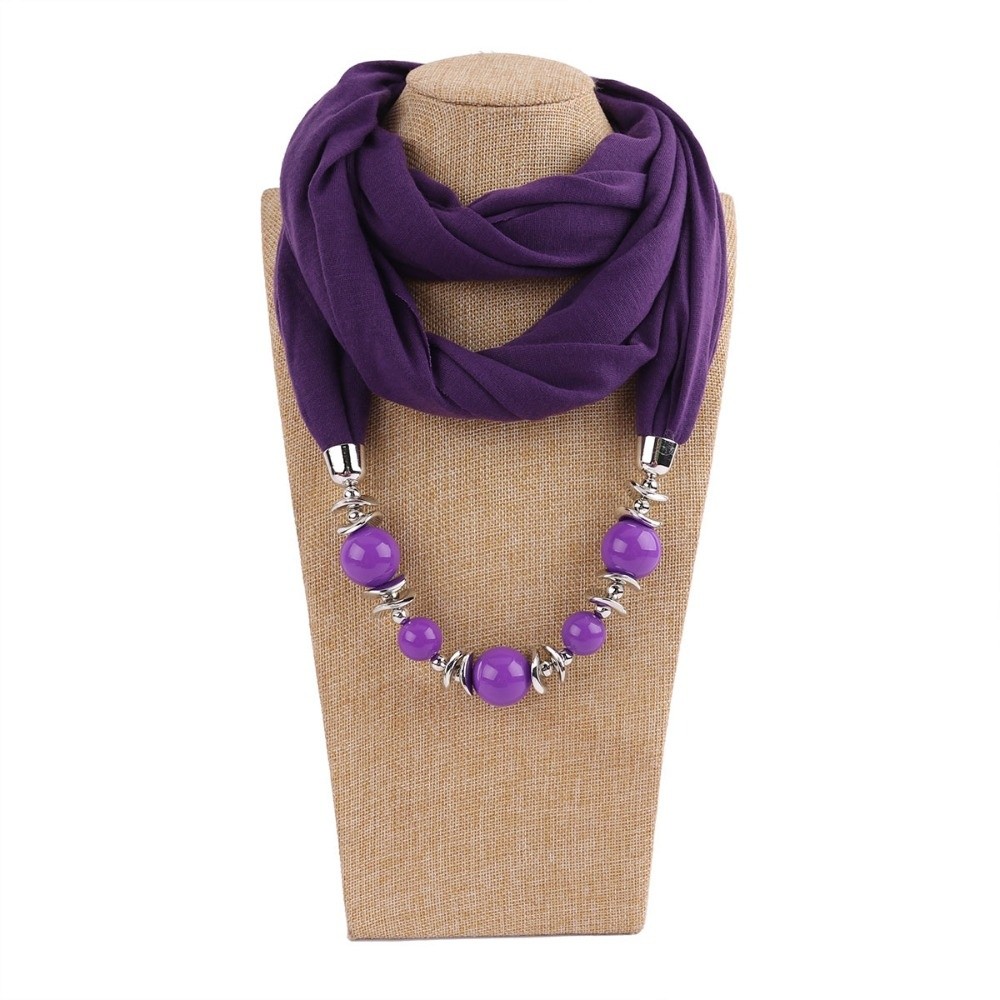 Infinity Scarf Knit - Fashion Chiffon Scarf Solid Color Beaded
