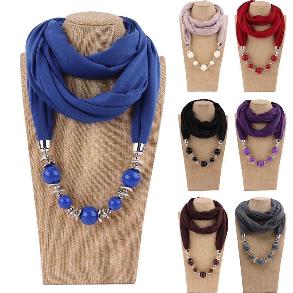 Infinity Scarf Knit - Fashion Chiffon Scarf Solid Color Beaded
